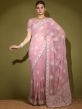 Pink Georgette Sari With Embroidered Border