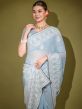 Blue Festive Sari With Embroidery