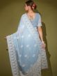 Blue Festive Sari With Embroidery