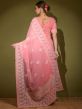 Peach Georgette Sari With Embroidered Border