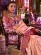 Peach Festive Silk Sari With Woven Work