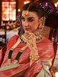 Beige Woven Festive Saree In Silk