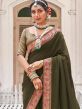 Green Woven Bordered Sari In Art Silk