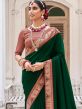 Green Art Silk Saree With Woven Borders