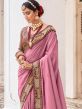 Pink Art Silk Saree With Woven Borders
