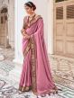 Pink Art Silk Saree With Woven Borders