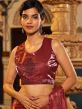 Brown Pre-Stiched Cocktail Saree In Satin
