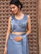 Blue Jacket Style Bridesmaid Saree In Satin