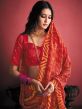 Red Casual Georgette Saree With Floral Prints