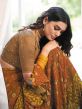 Brown Digital Printed Saree In Georgette