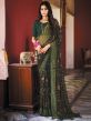 Green Casual Georgette Indian Saree With Floral Prints