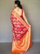 Red Festive Organza Sari With Weaves