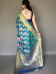 Blue Organza Sari With Woven Borders