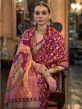 Magenta Traditional Floral Saree In Silk