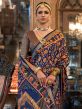 Blue Floral Printed Patola Silk Sari