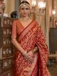 Red Bridal Silk Saree With Patola Prints