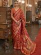 Red Bridal Silk Saree With Patola Prints