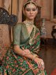 Green Floral Printed Traditional Sari In Silk