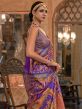 Purple Printed Traditional Saree In Silk