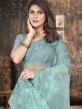 Blue Party Wear Saree With Embroidery