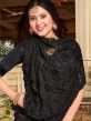 Black Embroidered Party Wear Sari In Net