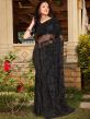 Black Embroidered Party Wear Sari In Net