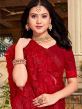 Red Net Saree With Stone Embellishments
