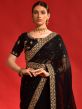 Black Sequins Embellished Saree In Georgette
