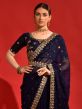 Blue Embroidered Border Georgette Saree