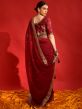 Red Zari Embroidered Saree In Georgette
