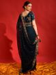 Blue Festive Sari With Embroidered Borders