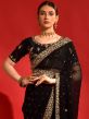 Black Embroidered Border Sari In Georgette