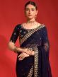 Blue Wedding Wear Georgette Sari With Blouse