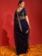 Blue Wedding Wear Georgette Sari With Blouse
