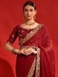 Red Wedding Wear Embroidered Saree