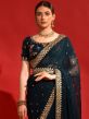 Blue Zari Embroidered Party Wear Saree