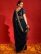 Blue Zari Embroidered Party Wear Saree