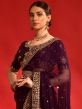 Purple Party Wear Georgette Sari With Embroidery