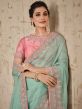 Blue Zari Work Organza Sari With Blouse