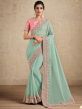 Blue Zari Work Organza Sari With Blouse