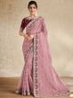 Pink Heavy Border Saree In Organza