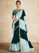 Green And Blue Stone Embellished Sari In Georgette