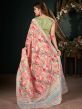 Peach Festive Printed Sari In Art Silk