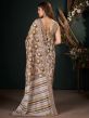 Brown Party Wear Saree With Floral Prints