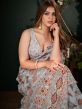 Grey Printed Sari In Art Silk