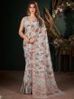 Grey Printed Indian Saree In Art Silk
