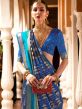 Blue Traditional Sari With Patola Prints