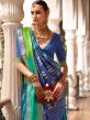 Blue Patola Printed Sari In Silk