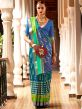 Blue Patola Printed Sari In Silk
