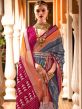 Grey Patola Traditional Sari In Silk